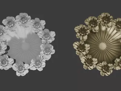 3D Fountain decorated with lilies 3D model