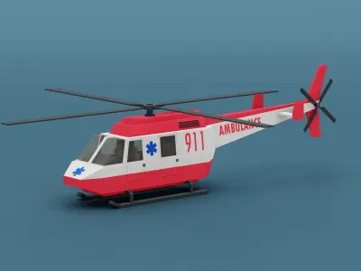 Stylized City 911 Helicopter  Low-poly 3D model