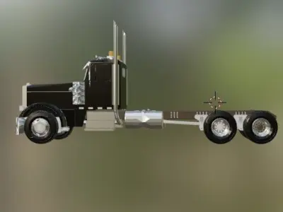Kenworth T800 Black Low-poly 3D model