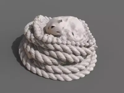 Rope with cat 3D print model
