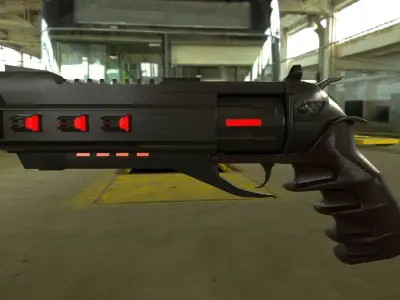 Sci-fi Gun with amo Low-poly 3D model