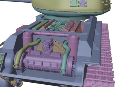 Full-interior T-34-85 Tank Free 3D print model