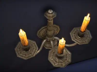 Old wall candle - PBR Game Ready model Low-poly 3D model