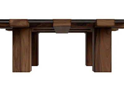 Solid Wood Square Glass Top Coffee Table Low-poly 3D model