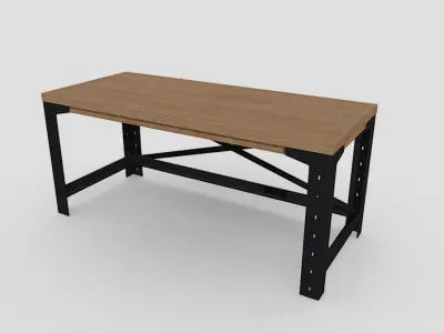 Industrial-Style Desk Low-poly 3D model
