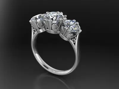 Classic Diamond Trilogy Ring 3D print model