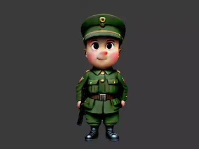 Cartoon World War II Soldier Low-poly 3D model purchase