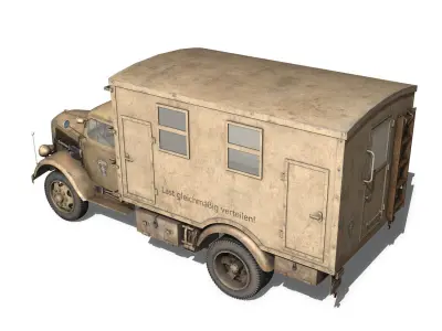 Opel Blitz - 3t Cargo Truck with Kofferaufbau- 21 PzDiv 3D model purchase
