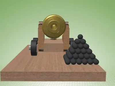 Naval Cannon Free 3D model