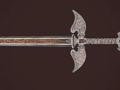Rune two handed sword Low-poly 3D model