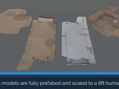 20 Cardboard Box Pack Low-poly 3D model
