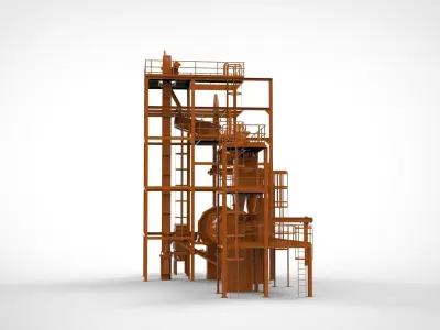 Industrial flour mill 3D model