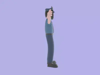 Stylized 3D Male Police Character - Cartoon Radio and Handcuffs 3D model