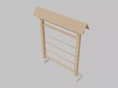 Japanese Ema Rack  Votive Tablet Rack  Low Poly 3D Model Low-poly 3D model