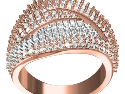 Antique Diamond Crossover Women Ring 3D print model