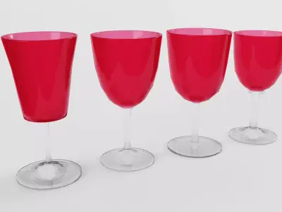 Victorian Cranberry Glasses Low-poly 3D model