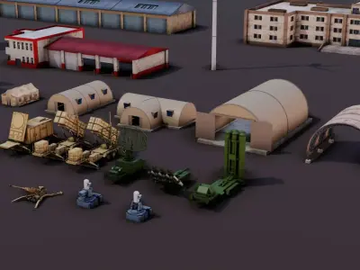 Army Base objects collection 3D model