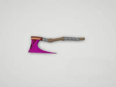 Game asset Pink-Headed Axe with Unique Design 3D model