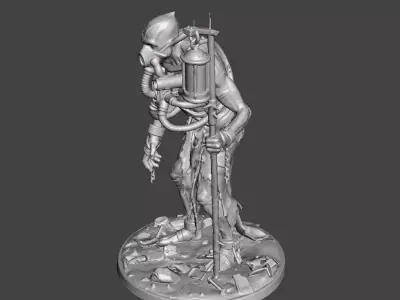 Wasteland Plague Wanderer Dark Post-Apocalyptic Sci-Fi Miniature 3D print model