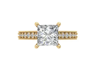 Princess Art Deco Ring 3D print model 10