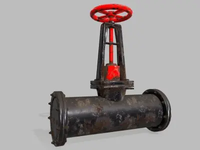 pipe set of pipes and valves Low-poly 3D model
