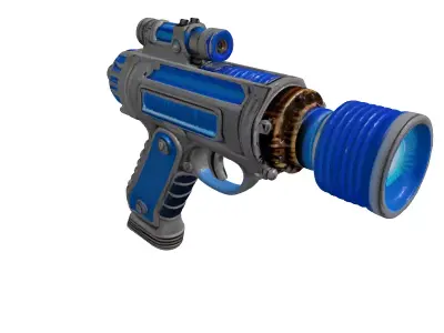 HighTech Ray Gun with Blue Glowing Coils 3D model