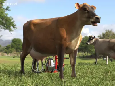 Cream Cow and Milking Machine 3D model