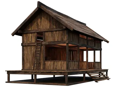 Old Wooden Shed Building House 4K Textures GameReady 79 Low-poly 3D model