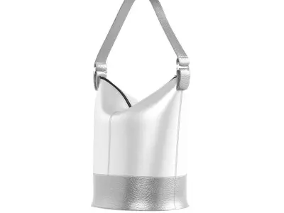 Silver Leather Bucket Bag 3D model