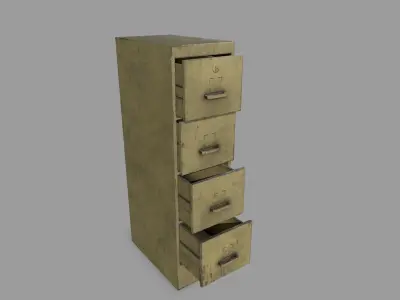 Cabinet wooden box Low-poly 3D model
