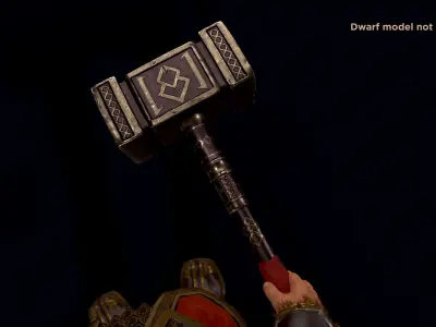 Dwarf hammer Low-poly 3D model