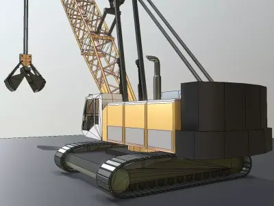 Construction Vehicle Cable Crane Low Poly and Rigged Low-poly 3D model