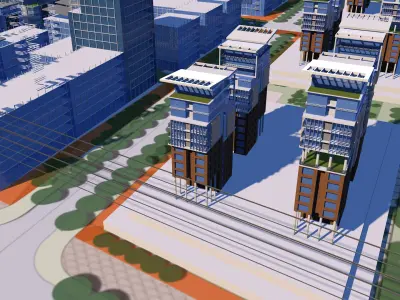 Urban highrise building ancillary building commercial building 3D model purchase