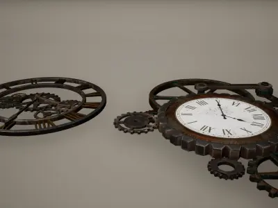 Gear Clock Low poly Game Ready Low-poly 3D model