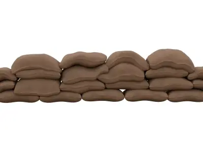 Sand Bag Wall Low-poly 3D model