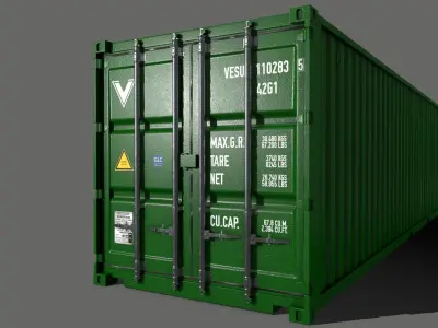 PBR 40 ft Shipping Cargo Container - Green Low-poly 3D model