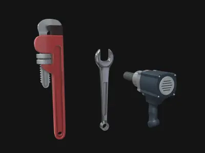 drill wrenches and pliers 3D model