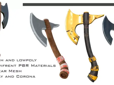  Axe old Low-poly 3D model