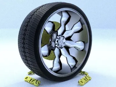ORTAS CAR RIM 60 GAME READY RIM TIRE AND DISC 3D model