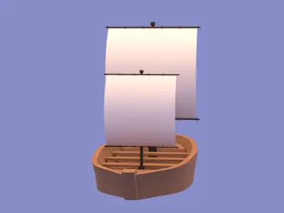 Wood Boat Low-poly 3D model buy