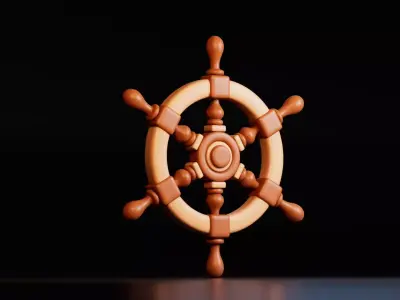Free Stylized Ship Wheel Free low-poly 3D model