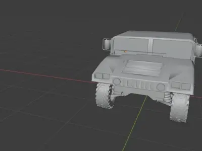 Humvee orange military vehicle Low-poly 3D model