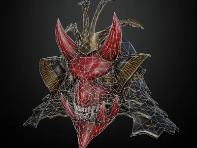 HELMET8 Game Ready demon mask Low-poly 3D model