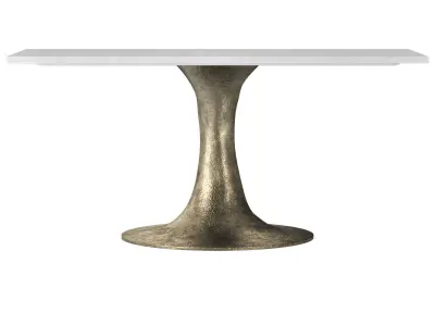 Pool White Marble Silver Pedestal Console Table 3D model