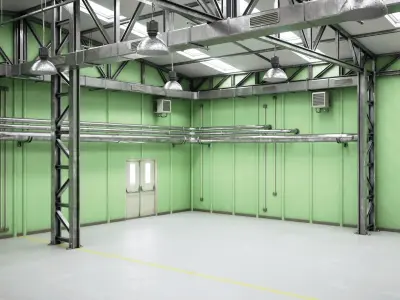 Hangar industrial building Low-poly 3D model get