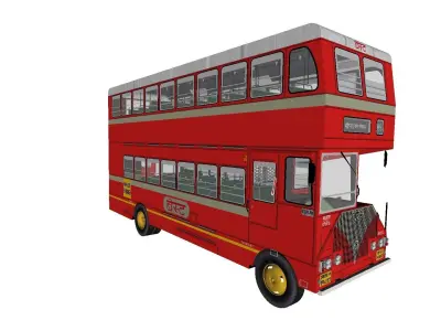 Ashok Leyland Single Cabin Double Decker bus - Mumbai City BEST Low-poly 3D model