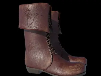 Oldstyle worn boots with lacet 3D model