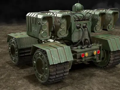UGV Concept-3-Green-Dirty Low-poly 3D model