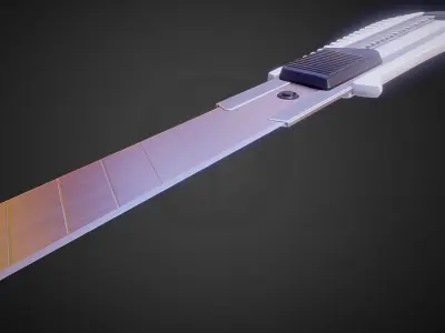 Box Cutter Lowpoly White Plastic - Gameready - PBR Textures Low-poly 3D model