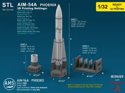 AIM-54A Phoenix - Scale 1-32 3D print model